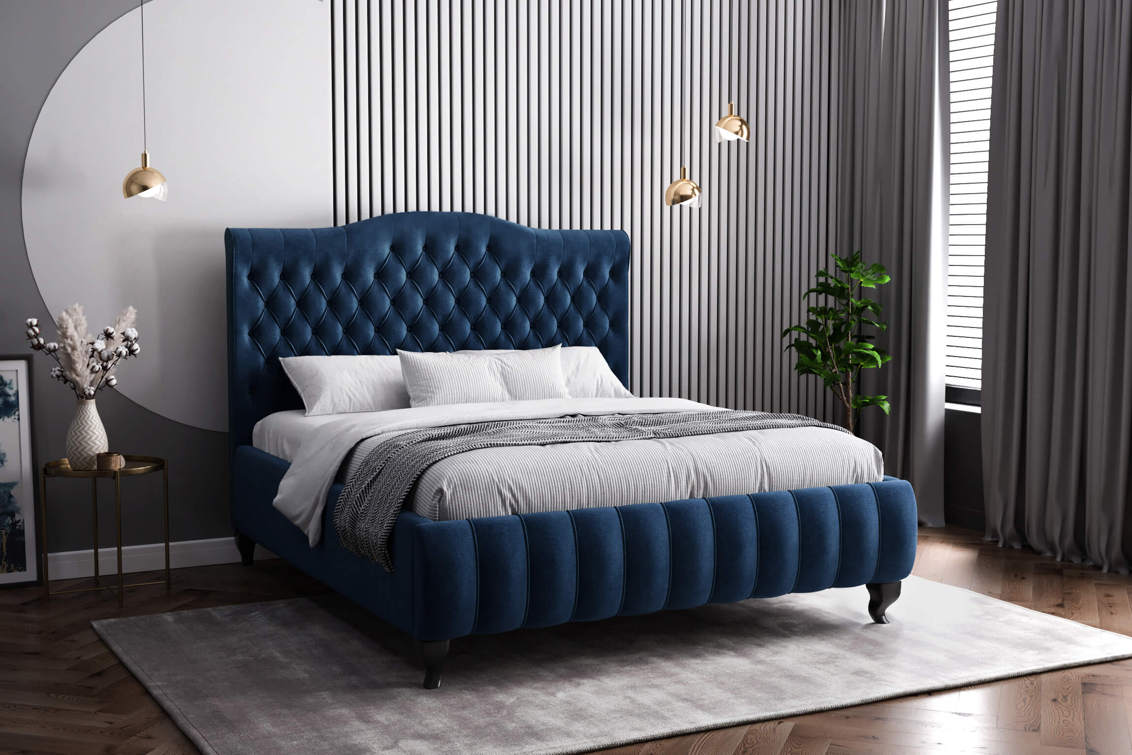 Кровать Соната синяя 90х200